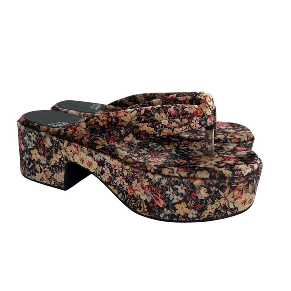 Jeffrey‎ Campbell Luau Multicolor Floral Velvet Print Platform Sandals SZ 8.5